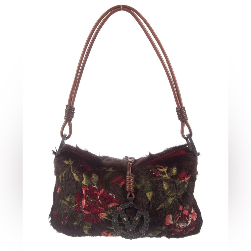 Valentino Embroidered Fur Bag